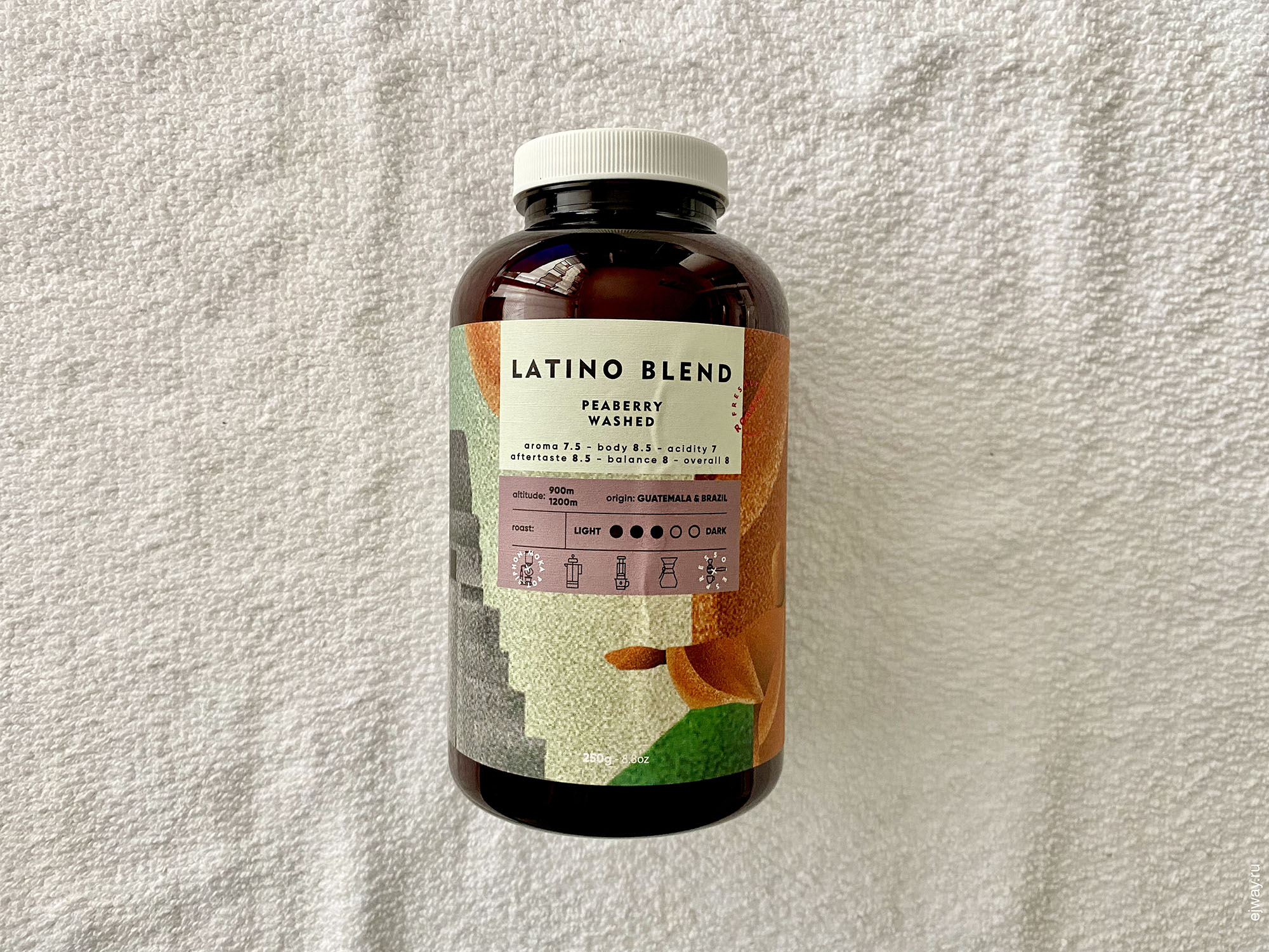 Черногория, Тиват, кофе, Latino blend. Peaberry washed, Kafeterija, ejway.ru, упаковка